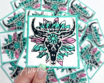 western patch, cow skull patch, turquoise patch, trucker hat patches, rodeo patch, howdy patch, cowboy patch, patch for hats, iron on patch