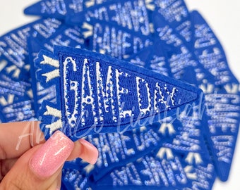 Game Day Rhinestone Pennant Patch: Royal Blue Trucker Hat Patch