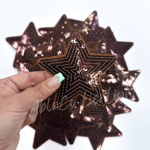 star patch, sequin star patch, brown star patch, trucker hat patches  small star patches, patches for hat, game day patch, retro patch, diy