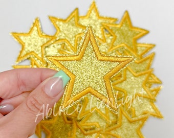 gold star patch, glitter star patch, small star patch, iron on patch, trucker hat patches, trendy patch, preppy patch, retro patch, diy hat