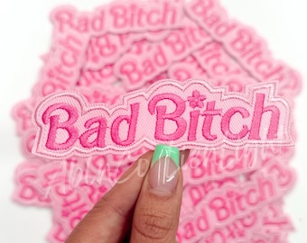 Pink Bad Bitch Chenille Patch, Trucker Hat, Funny Snarky Applique