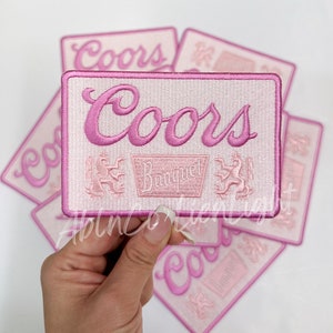 Coors patch, pink coors patch, coors hat patch, trucker hat patches, embroidery patch, preppy patch, trendy, cowgirl, western, iron on patch