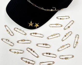 star pin, hat pins, safety pin, star hat pin, gold pin, hat bling, hat accessories, trendy pin, western pin, preppy pin, trucker hat charm