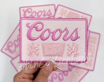 Coors patch, pink coors patch, coors hat patch, trucker hat patches, embroidery patch, preppy patch, trendy, cowgirl, western, iron on patch