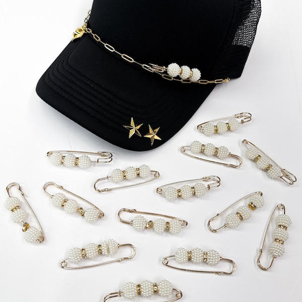 pearl pin, hat pin, small hat pin, gold pin, hat bling, hat accessories, hat patch, western pin, preppy pin, trucker hat charm, pearl chain