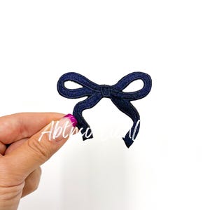 Navy Bow Iron On Patch: Girly Trucker Hat Applique (2.5”)