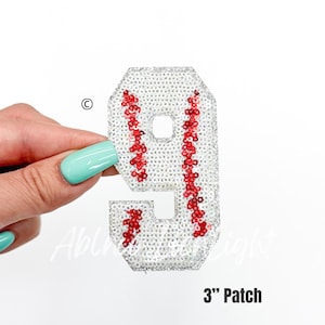 sequin number 9 baseball patch, baseball number patch, sequin baseball number, baseball patch, game day patch, baseball hat, hat patch, DIY