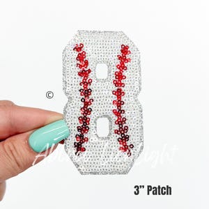 sequin number 8 baseball patch, baseball number patch, sequin baseball number, baseball patch, game day patch, baseball hat, hat patch, DIY