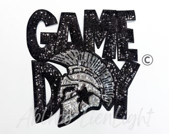 Trojans Gameday Patch: Mascot Iron-On Patch, Sequins Patch, DIY