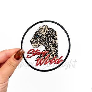 Cheetah 'Stay Wild' Iron On Patch, Retro Western Style