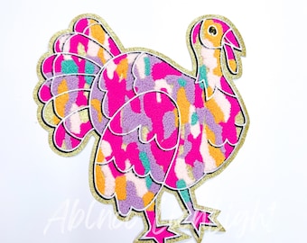 turkey patch, thanksgiving patches, holiday patch, big patches, shirt patch, iron on patch, chenille patch, sequins patch, trendy patch