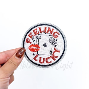 feeling lucky patch, gamble patch, cards patch, iron on patch, retro patch, western patch, trucker hat patches, vegas patch, casino patches