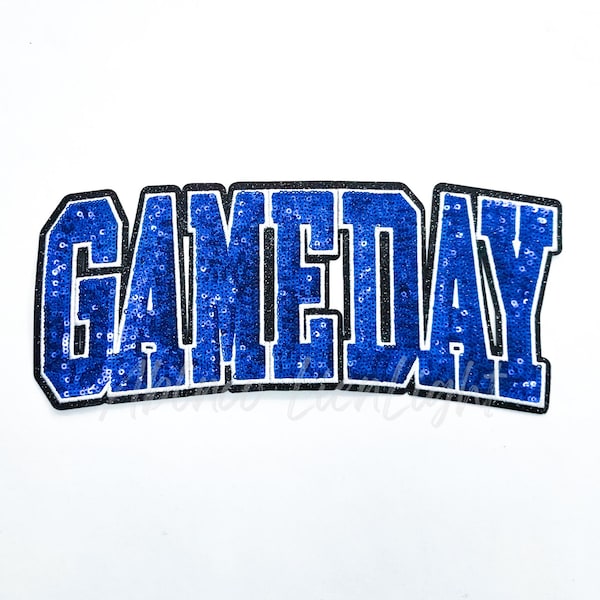 Royal Blue Sequin Game Day Iron On Patch (11” x 4.75”