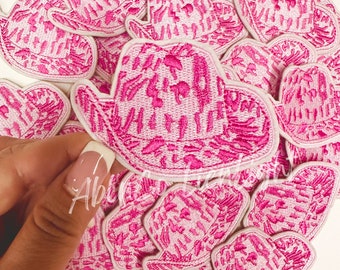 Pink Cowgirl Hat Patch: Chenille Western Applique (3")