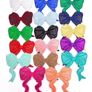 side bow patch, bow patch, glitter bow iron on, bow appliqué patch, coquette patch, trendy patch, preppy patch, sweatshirt bow appliqué, DIY