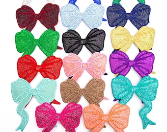 Glitter Bow Iron-On Patch, Side Bow Appliqué, DIY