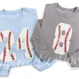 Sequin Baseball Number Sweatshirt: Game Day Crewneck