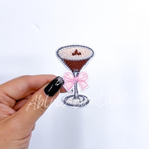 Espresso Martini Patch: Chenille & Sequin Bow Patch (2"x1.5")