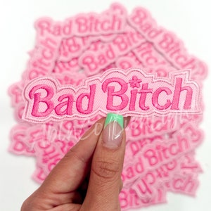 Pink Bad Bitch Chenille Patch, Trucker Hat, Funny Snarky Applique image 3