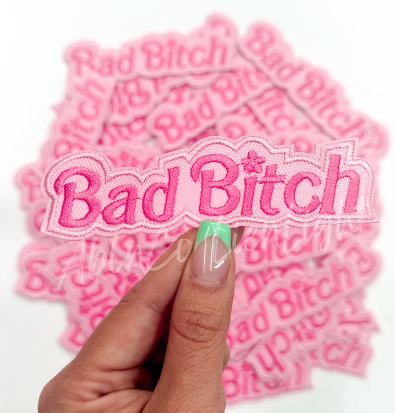 Pink Bad Bitch Chenille Patch, Trucker Hat, Funny Snarky Applique image 3
