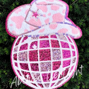 Disco Cowgirl Chenille Patch: Sequin Rodeo Iron-On (12 inch)