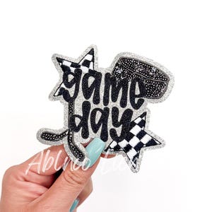 hockey game day patch, hockey patch, trucker hat patches, sequin patch, iron on patch, sports patch, trendy patch, small patches, DIY patch