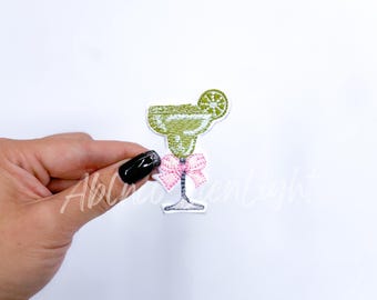 Margarita Chenille Patch: Lime Drink with Bow, Preppy Trucker Hat Patch