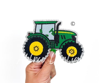 Green Tractor Patch: Chenille Farm Trucker Hat Applique