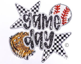 Sequin Baseball Game Day Patch: Iron-On Chenille Sports Patch (11x11")
