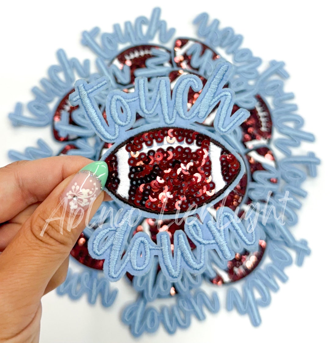 Blue Touchdown Football Patch: Chenille & Sequin Game Day Applique - Etsy