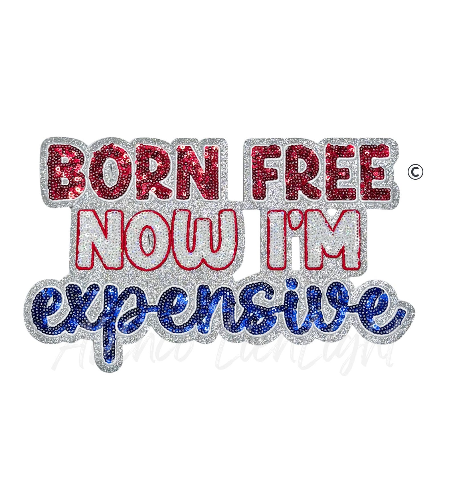 Born Free Now I'm Expensive Patch, Red White Blue USA Applique, Large ...