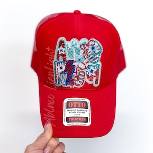 USA Patch Trucker Hat: 4th July Sequin Bow Hat