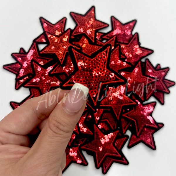 star patch, red sequin star patch, small star patch, iron on patch, trucker hat patches, trendy patch, preppy patch, retro patch, diy bag