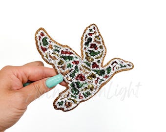Camo Sequin Duck Patch: Iron-On Chenille Applique (4.5x5'')