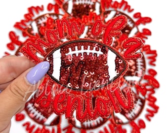 Écusson de football « Maman d'un sénior » : autocollant à paillettes rouges pour le jour du match