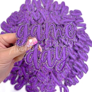Purple Game Day Patch: Chenille Letter Sticker for Stadium Bag