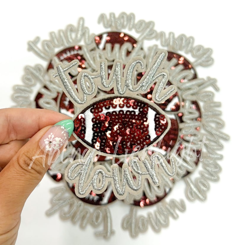 Touchdown Football Patch: Silver Game Day Applique (3