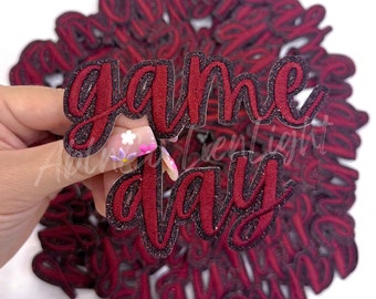 Maroon Game Day Chenille Patch: Adhesive Sticker, Stadium Bag Patch