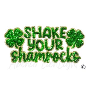 Shake Your Shamrocks Sequin Patch: St. Patrick's Day Clover Large Iron-On