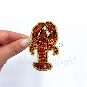 3" Sequin Crawfish Iron On Patch: Mardi Gras, New Orleans