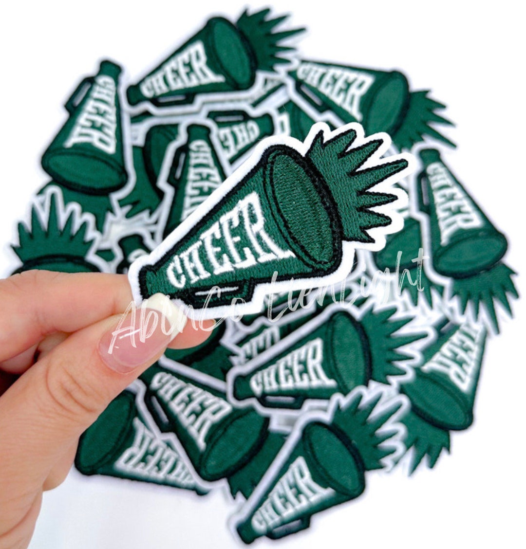 Cheer Patch, Cheer Iron on Patch, Green Megaphone Patch, Game Day Patch