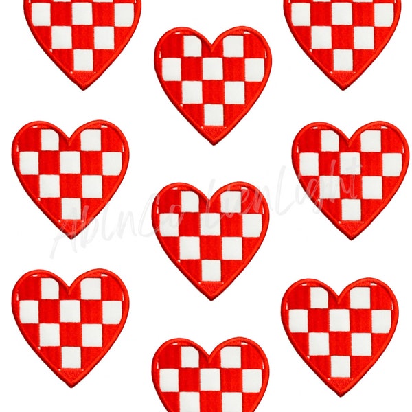 checkered patch, heart patch, red heart, preppy patch, retro patch, patch for hats, trendy patch, trucker hat patches, embroidery patch, diy