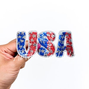 USA sequins patch, trucker hat patches, USA star glitter patch, america  patch, iron on patch, patriotic patch, 4th of July patch, DIY patch