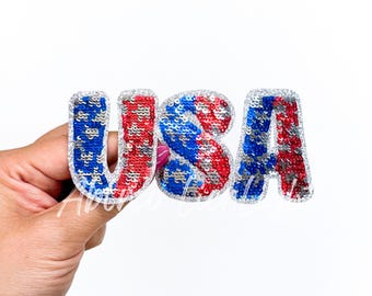 USA Sequin Iron On Patch: Patriotic 4th of July DIY