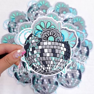 disco ball patch, trucker hat patch, turquoise patch, concho jewelry patch, rodeo patch, western patch, cowgirl patch, iron on patch, jacket