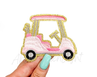 golf cart patch, preppy pink golf cart patch, pink patches, small patches, embroidery patch, iron on patch, trucker hat patch, trendy patch