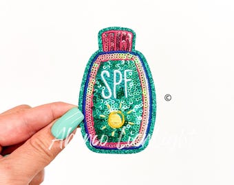 SPF Sequin Iron On Patch: Summer Hat Patch (3'' x 1.8'')