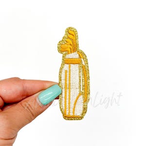 caddie patch, gold caddie bag patch, golf patch, pink golf patch, golf cart patch, golf ball patch, hat patches, trendy patch, iron on patch