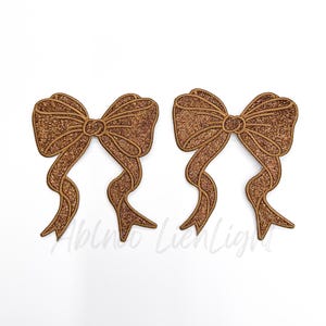 side bow patch, bow patch, brown bow, glitter bow patch, bow appliqué patch, coquette patch, trendy patch, sweatshirt bow, DIY iron on patch