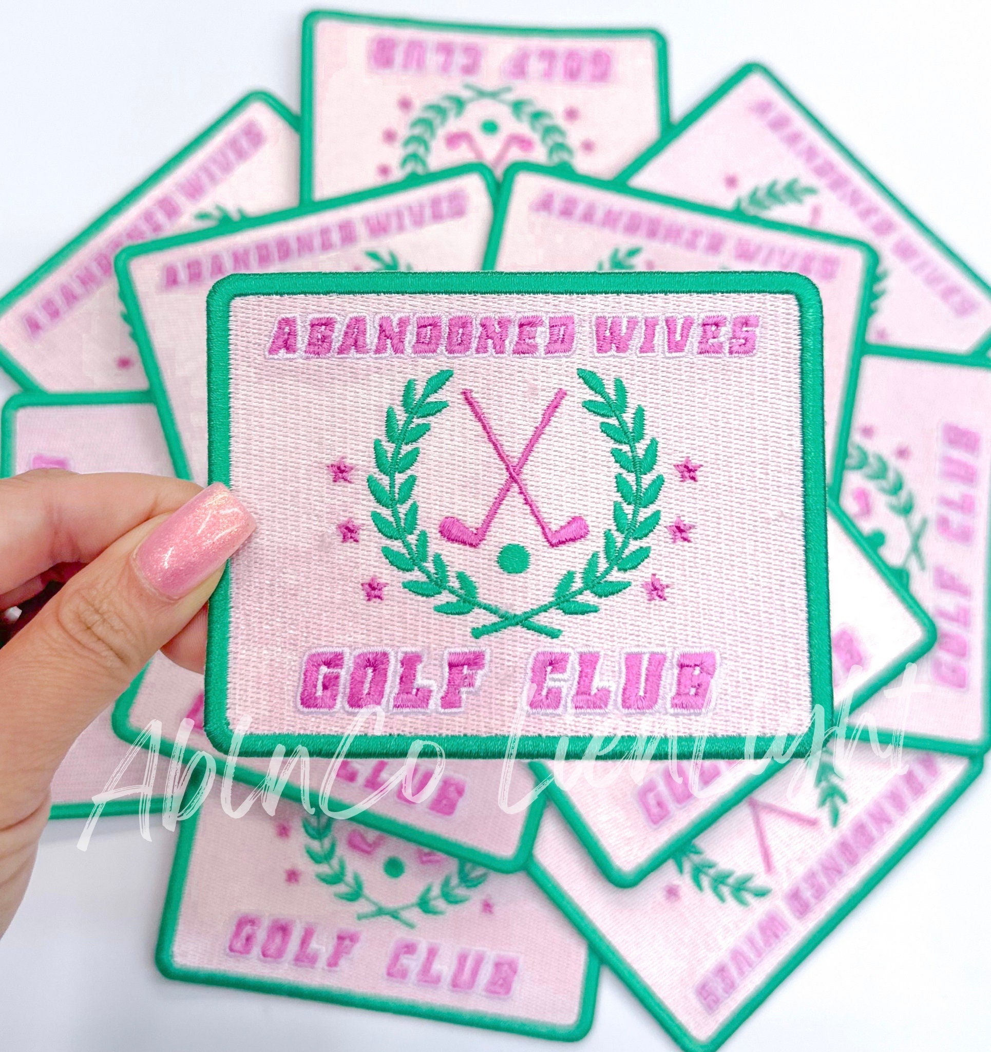 4” trucker hat patches, abandoned wives patch, golf patch, golf wife patch, funny patch, snarky patch, girly patch, husbands tab patch, pink